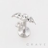 SKULL BAT WINGS SMALL DANGLING CROSS CHARM 316L SURGICAL STEEL THREADLESS PUSH-PIN LABRET SET